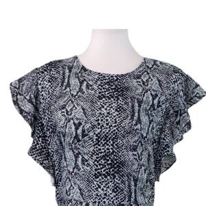 Who What Wear Women's Black Snake Ruffle Sleeve Hem Dress Size Large